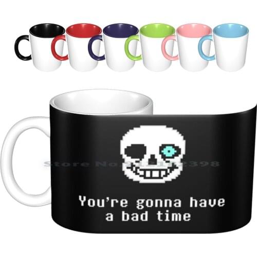 Undertale-Sans-You're Gonna Have A Bad Time Ceramic Mugs Coffee Cups Milk Tea Mug Undertale Sans Bad Time Comic Sans Skeleton
