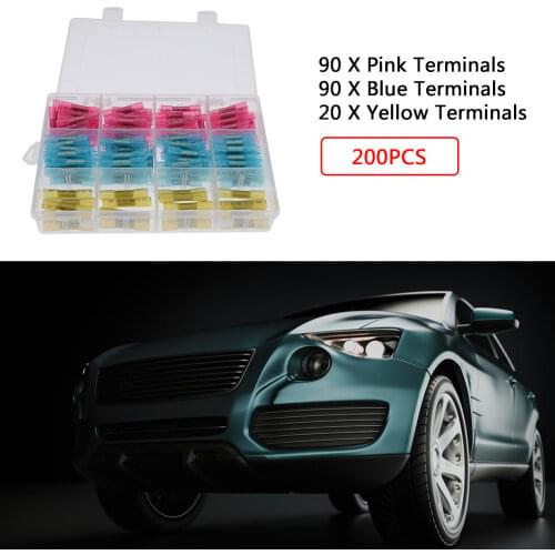 200pcs Heat Shrink Butt Connectors Kit Insulated Marine Automotive Electrical Wire Terminals Waterproof Crimp Butt Splice