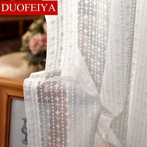 Korean White Embroidered Voile Curtains For Bedroom Window Curtain For Living Room Sheer tulle Curtain Blinds Custom Made Drapes