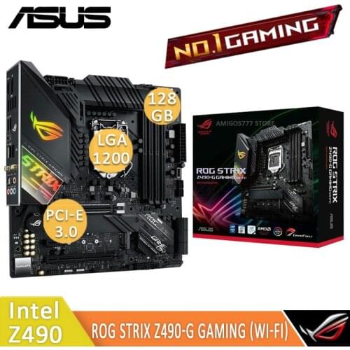 Asus ROG STRIX Z490-G GAMING (WI-FI) Motherboard DDR4 128GB PCI-E 3.0 M.2 SSD CrossFireX Bluetooth 5.1 RGB Intel Z490 Placa-Mãe