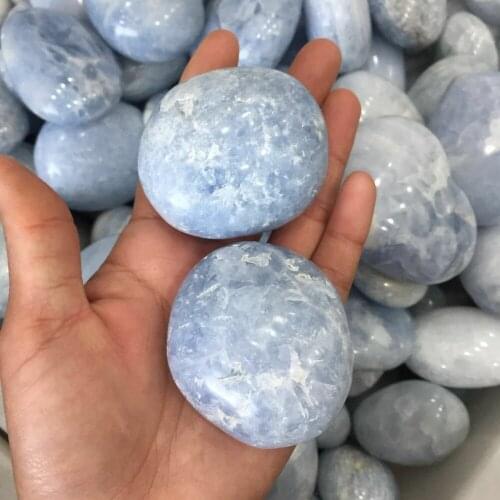 Cute size natural blue celestine Crystal gemstone meditation reiki healing crystal palmstone wedding gift Madagascar wholesale