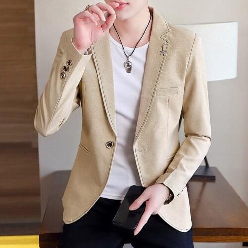 2021 Mens Solid Color Leisure Suit Youth Handsome Fashion Single Button blazer jacket men