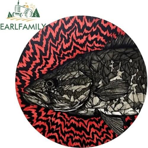 EARLFAMILY 13cm x 12.9cm for Smalljaw Fire Smallmouth Bass Car Sticker Creativite Motorcycle Decal Waterproof Scratch-Proof
