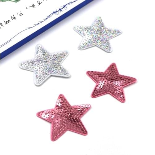 Pentagram Sequined Patches Iron on Red Love Heart Appliqued DIY Sewing Stickers Garment Jeans Backpack Shoes Decor Embellishment