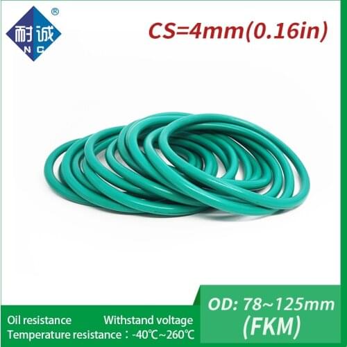 1PC/lot Rubber Ring Green FKM O ring Seals Thickness 4mm OD78/80/85/90/95/100/105/108/120/125mm Rubber O-Rings Fuel Washer