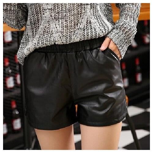 Fashion Sexy Version of Leather Shorts Large Size Loose Shorts High Waist Pu Female Waist Pant Style Pattern Type