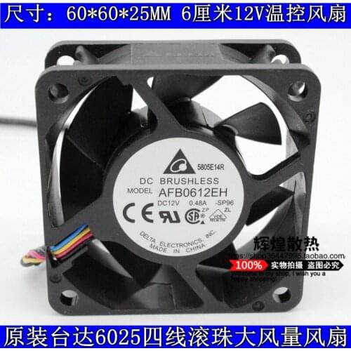 Brand new DELTA AFB0612EH 12V 0.48A 6025 6CM cooling fan