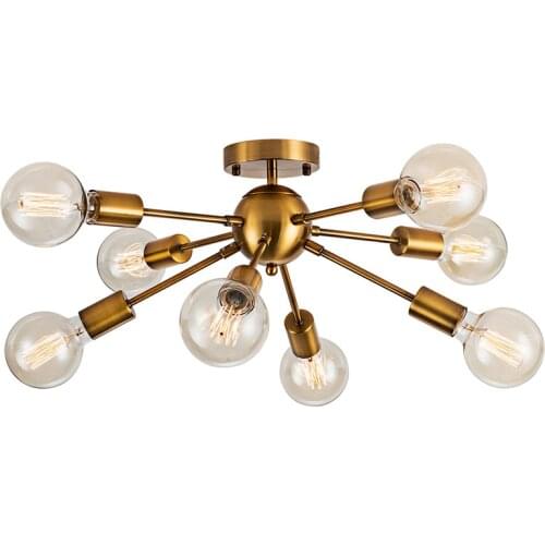 Nordic Modern Chandeliers Light 8-Light Sputnik Ceiling Chandelier Lights Industrial Black Ceiling Lamp for Living room Bedroom