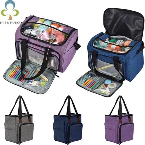 Knitting Bag Portable Yarn Tote Storage Bag Wool Crochet Hooks Knitting Needles Sewing Supplies Set DIY Household Organizer ZXH