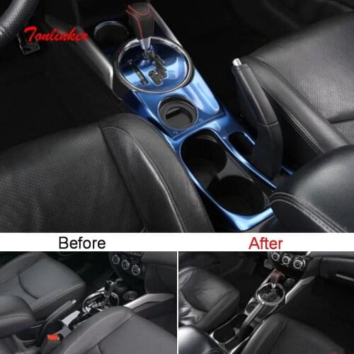 Tonlinker Interior Car Center Console Cover Stickers for Mitsubishi ASX 2013-18 Car styling 1 PCS Stainless Steel Cover stickers