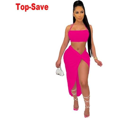 Evening Party Dress Two Piece Set Women Backless Sexy Tops+Long Skirts 2021 Summer Backless Night Club Bodycon Vacation Outfits