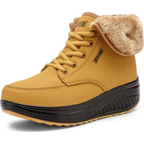 2020 Winter Hot Plush Women High Top Leather Ankle Boots Woman Casual Sock Shoes Platform Boots Female Fashion Lady Botas Mujer