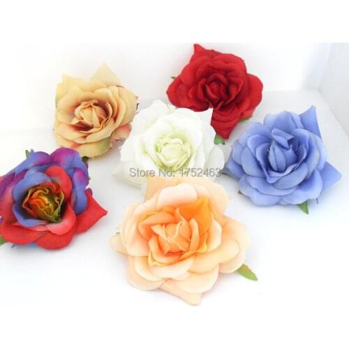 1/12/100 pieces Artificial Rose Silk Flower Heads for wedding decoration Hair Clip Garland Corsage B75