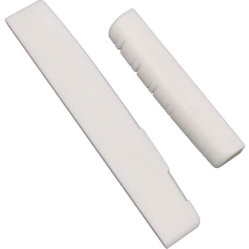 1 Set 2Pcs 12 String Saddle Nut Cattle Bone Slotted for Acoustic Guitar Replacement size:49X6X9.3/8.5mm 76X3X13mm