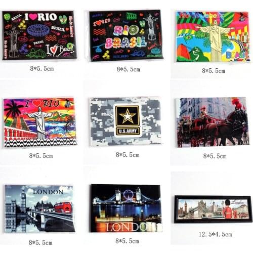 1PC 8*5.5cm London Brazil Tin Paper Refrigerator Magnet Kids gift Souvenir Home Decoration Paper Fridge Magnet