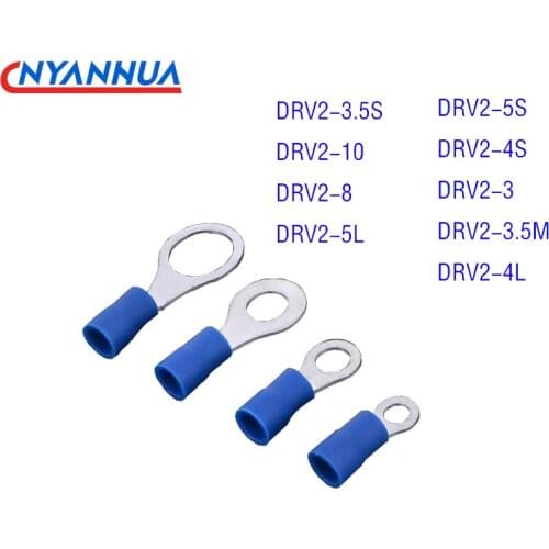 10Pcs/Pack Ring Insulated Crimp Terminal Lugs Wire Connector Electrical Cable Wire Connectors DRV2-3 DRV2-8 DRV2-10