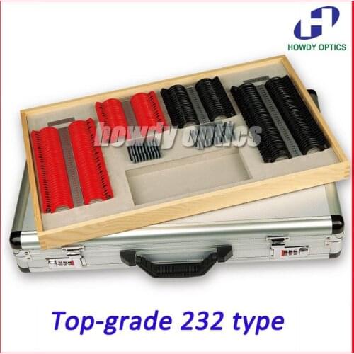 100% Top grade 232pcs trial lens set Optical trial lens case Aluminum case Plastic rim
