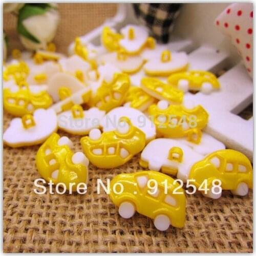 18mm*12mm 100pcs yellow Car plastic buttons flower buttons for children garment ,c003