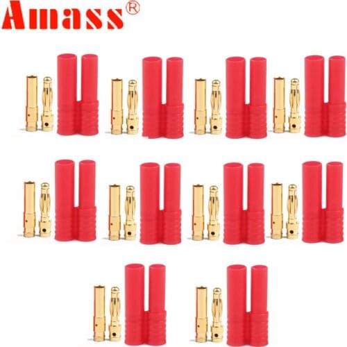 20pair Amass 4.0mm Banana Gold Bullet Connector Plug With Cover/Protecter Case RC Battery ESC Motor Plug