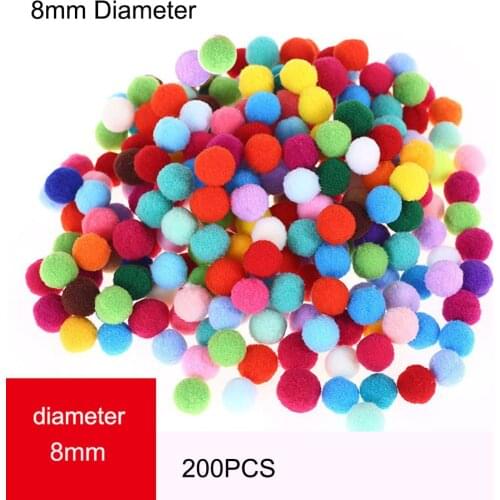 200pcs/lot Pompom 8mm Mini Fluffy Soft Pom Poms Pompones Ball Furball Handmade Crafts DIY for Home Decor Sewing Supplies