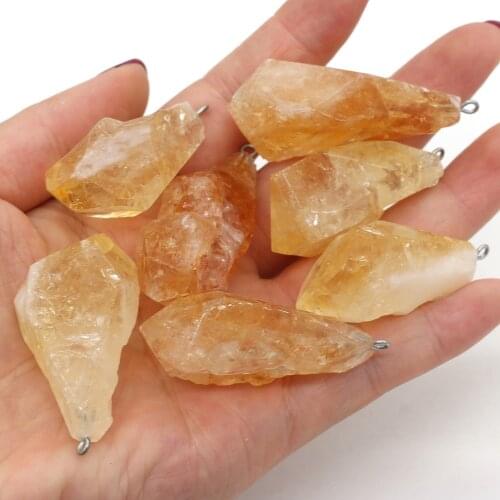 30g Citrines Pendants Irregular Shape Charms For Women Necklace Jewelry Making Free Shipping Size 20x45-35x50mm