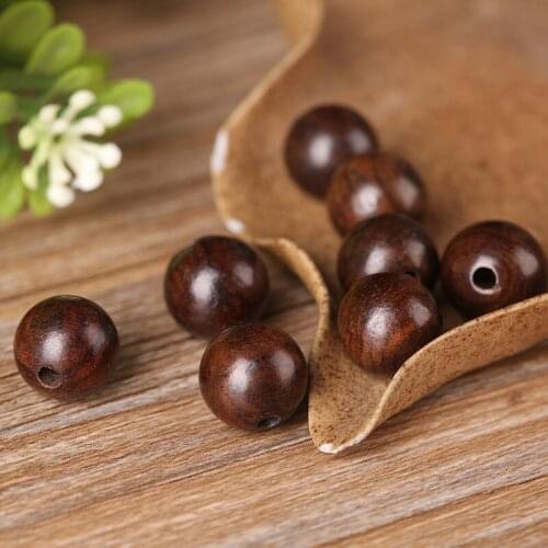 30pcs/lot Dark Brown Round Wooden Beads Handmade Beaded Processing Jewelry accessories