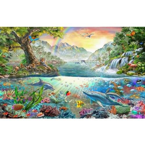 3D Stereoscopic Wall Murals ocean world dolphin Wallpaper For Living room Bedroom Safa Tv Backdrop Wallpaper