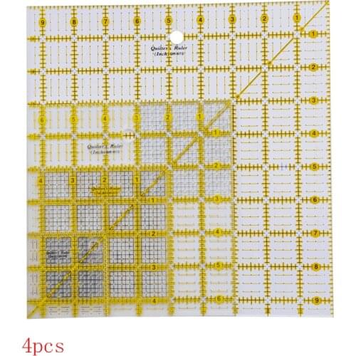 Acrylic Quilters Ruler 2.5, 4.5, 6.5, and 9.5 inch Square Rulers Set of 4 Patchwork Ruler inch (QR-07S-ABCD) inch ruler
