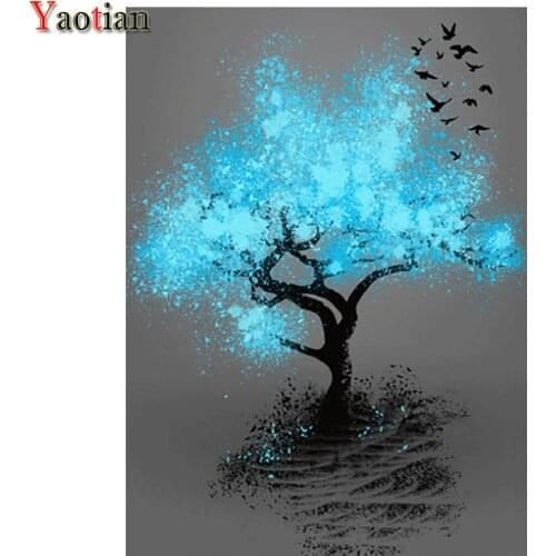New 5D DIY Diamond Painting Full Square/Round Diamond Embroidery Abstract Landscape Fluorescent Tree Cross Stitch Rhinestone