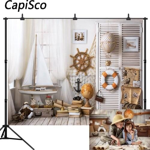 Capisco Flying World Travel Dream Baby Room Scene Photography Backgrounds Customized Photographic Backdrops For Photo Studio