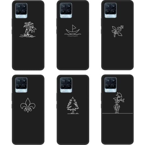 Case For Realme 8 8pro Phone Case Back Cover Black Softness Silicone Bumper With White Color Printing