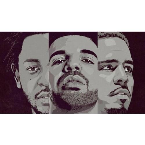 D0224 Drake J Cole & Kendrick Lamar Silk Fabric Poster Art Decor Indoor Painting Gift