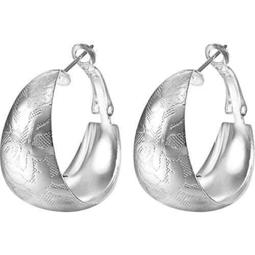 Cheap large round silver plated hoop earring for women factory hot sale fashion jewelry large size lovely earring gift wholesale