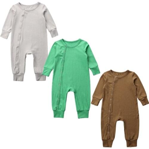 Toddler Romper Newborn Kid Baby Girl Boy Clothes Long Sleeve Solid Cotton Romper Jumpsuit Bodysuit Outfit