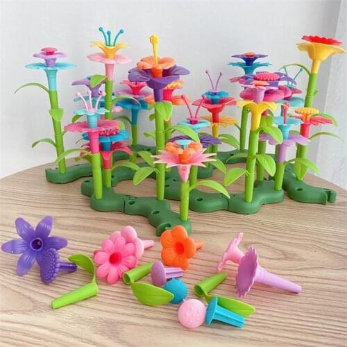 DIY Dream Garden Series Girls Flower Interconnecting Blocks Toys Educational Assembly Blocks Christmas Birthday Gifts