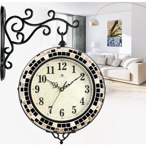 Double-sided wall clock living room home modern minimalist European creative personality fashion American quartz clock