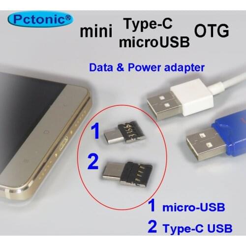 PCTONIC mini type-C & micro-USB OTG adapter cable to USB Type-A Female flash drive memory for Huawei Samsung phone USB cable