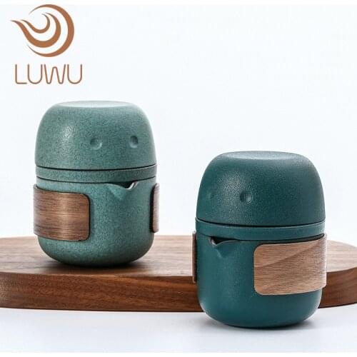 LUWU ceramic teapot gaiwan with 2 cups portable travel tea set with travel bag 115ml