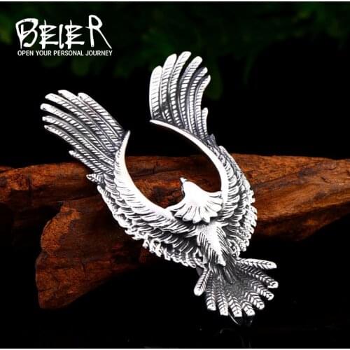 Beier 316L stainless steel Classic Animal eagle Pendant Necklace Sky Beast over man pendant fashion jewelry LLBP8-444P