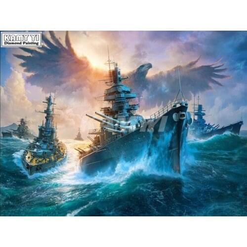 Eagle Warship Diy Square Full Diamond Painting Cross Stitch Household Decoration Diamond Mosaic Embroidery hcr12