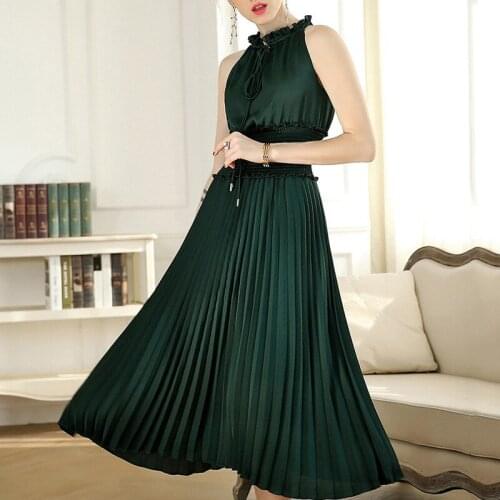 2019 new ladies sling dress dress strapless pleated skirt dress long skirt "women dress dresses party dress summer dress