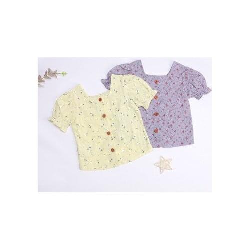 Summer new 3-7 year small and girls fashion casual shirt baby short-sleeve baby shirt childrens floral shirt