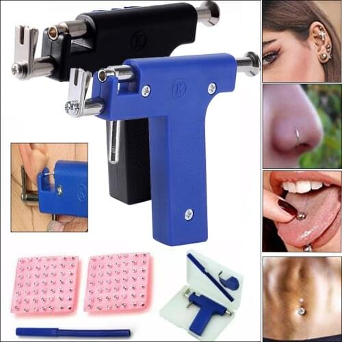Ear Nose Piercing Gun Tool Set With Ear Studs Steel Ear Nose Navel Body Piercing Gun Unit Tool Kit Professional Piercing Tool