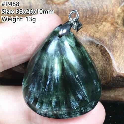 Top Natural Green Seraphinite Pendant Jewelry For Woman Men Healing Gift Crystal Silver 33x26x10mm Beads Stone Gemstone AAAAA