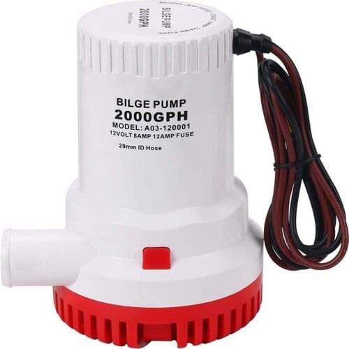 2000GPH 12V Non-Automatic Corrosion-Resistant Anti-Airlock Protection Submersible Marine Boat Bilge Pump Water Pump