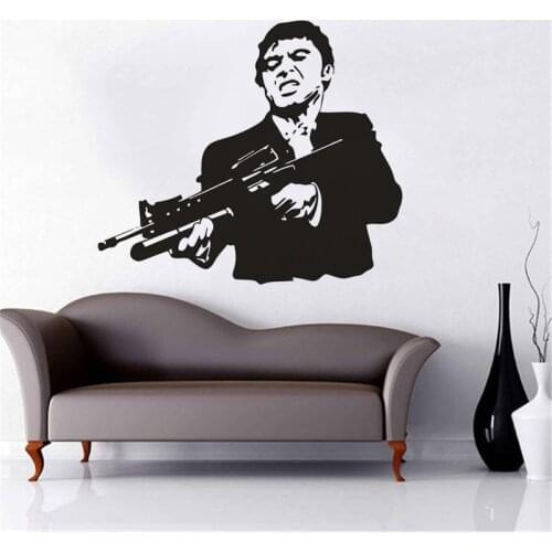 Popular Movie Character Wall Decals Man With Guns Wall Sticker Home Interior Wall Art Weapon Gun Man Removable Mural Wallpaper