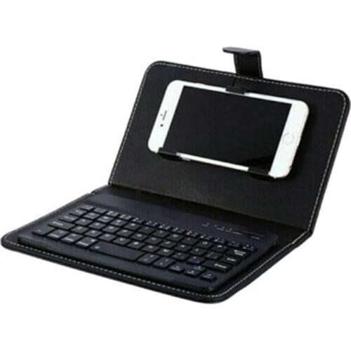 Portable PU Leather Wireless Keyboard Case Mobile Phone Universal Wireless bluetooth Keyboard+Leather Protective Case