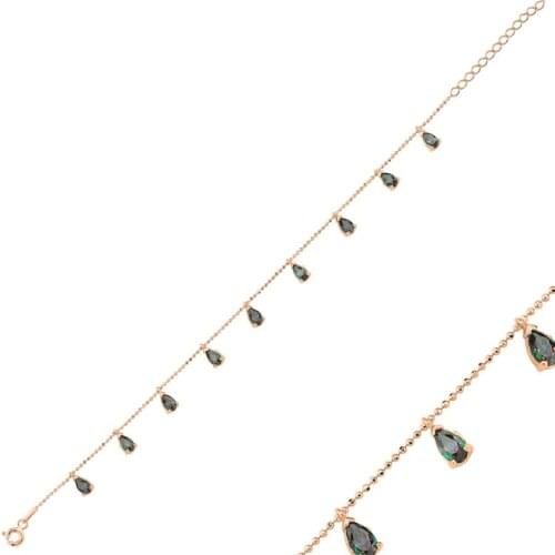 Silver 925 Sterling Drop Mystic Topaz Gemstone Dangle Bracelet