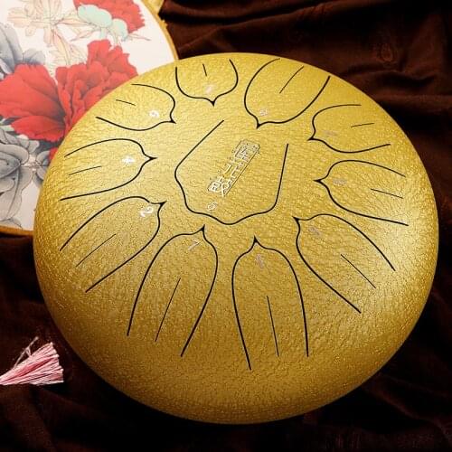 Hluru C Steel Peptide Lotus Knock Ethereal Tongue Zen drum pan Musical Percussion Instrument 11 Notes 10 inch Tambourine Handpan