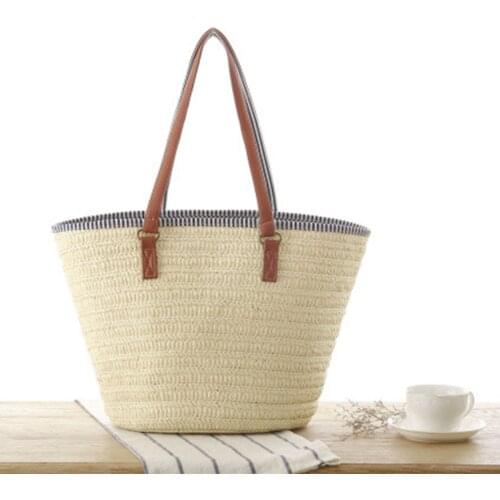 Women Tassel straw shoulder bags wicker woven ladies handbags handmade summer beach rattan bag female large capacity tote bags
